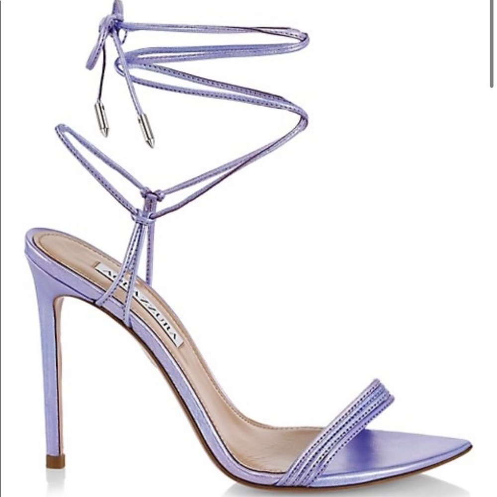 Aquazzura Metallic Leather Lace Up Sandals